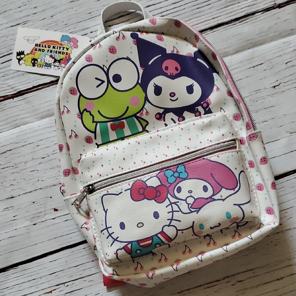 Hello Kitty White and Pink Backpack with Characters